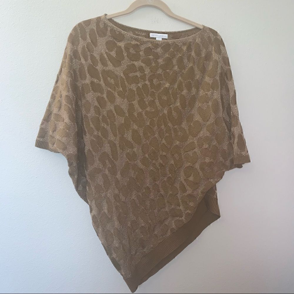 New York & Company Animal Print Asymmetrical Dolman Sleeve Sweater